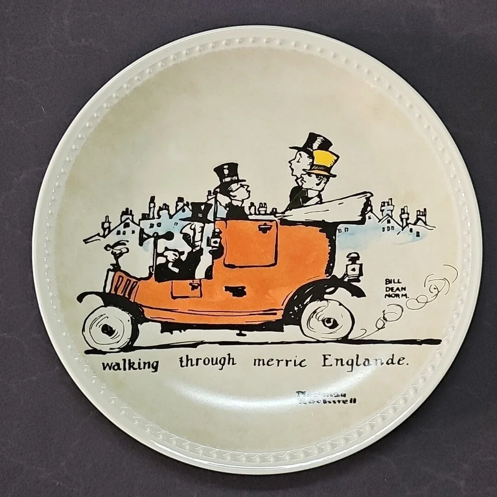 Norman Rockwell European Tour Newell‎ Pottery Plate Set 4pc Brand New
